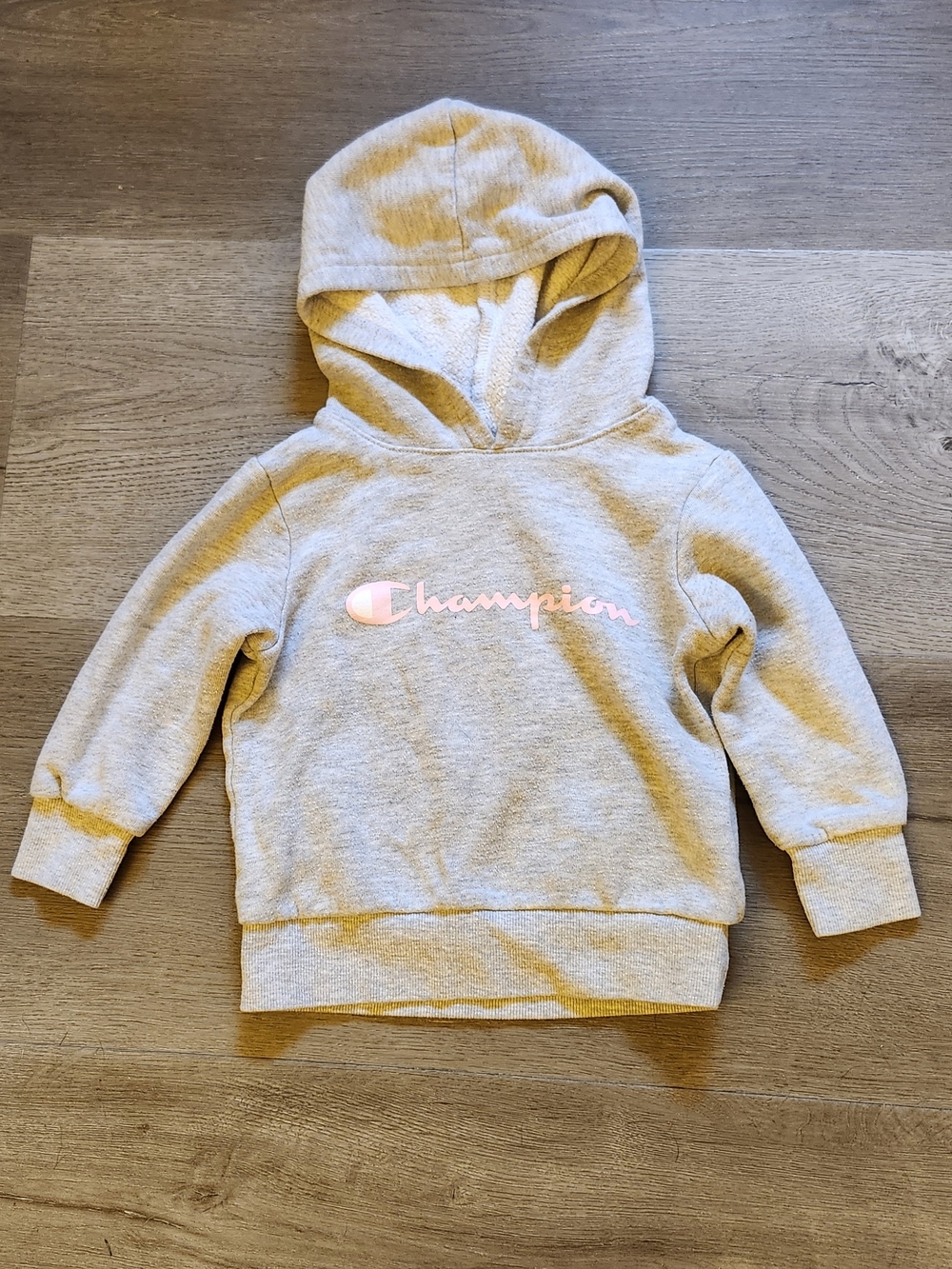 Champion Kids Gray Hoodie with Pink Logo